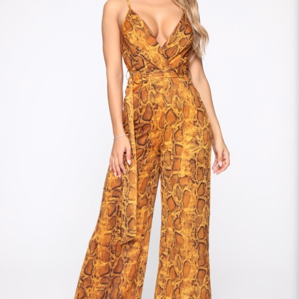 Rock Your Body Snakeskin Jumpsuit - Orange